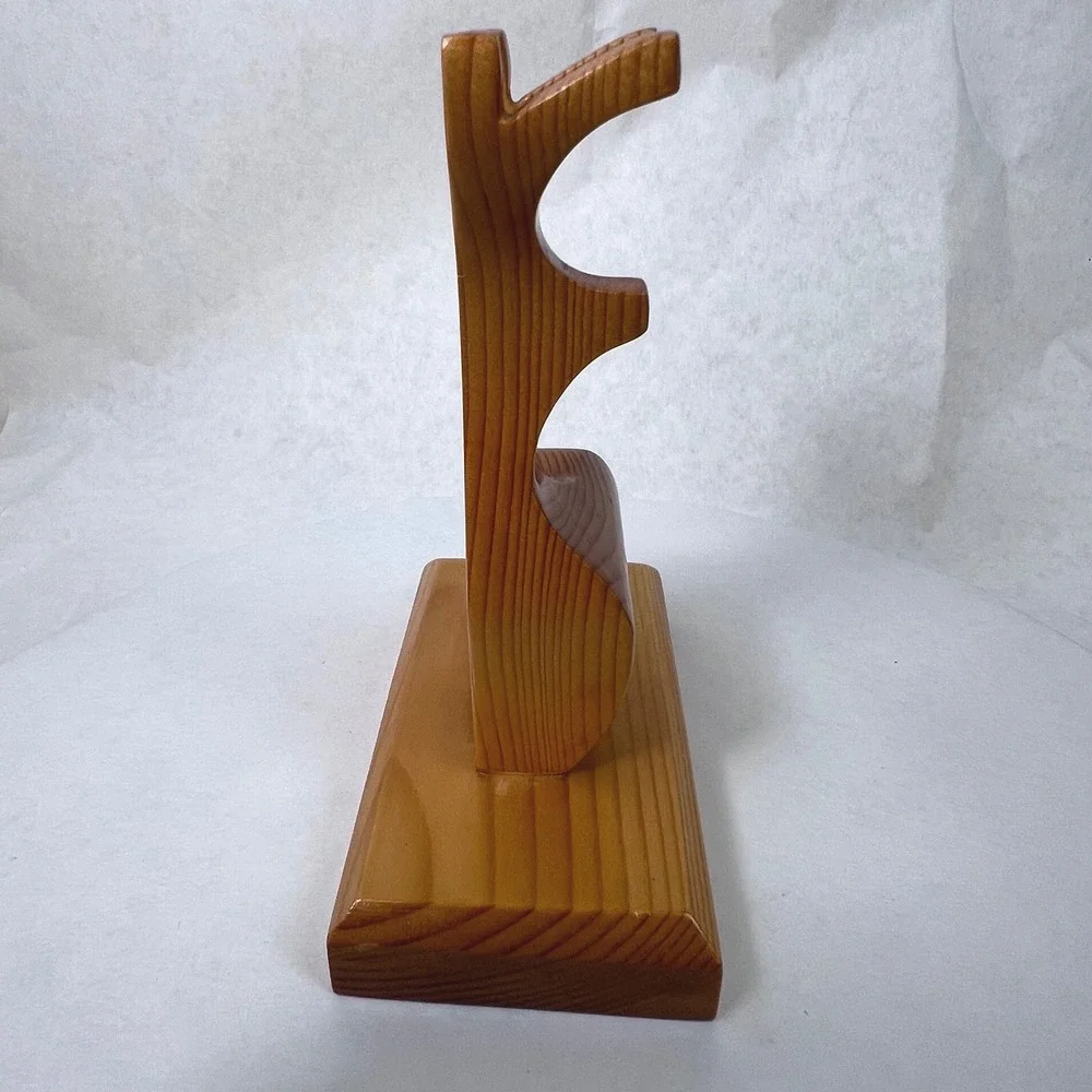 Handcrafted Vtg Wooden Deer Reindeer Signed Glenn D. Wagner MCM‎ Sculpture Cabin